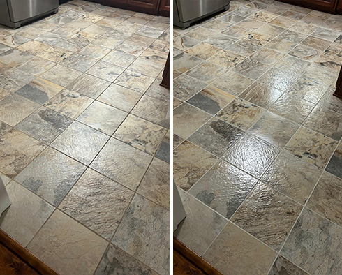 Floor Before and After a Tile Cleaning in Columbia, MS