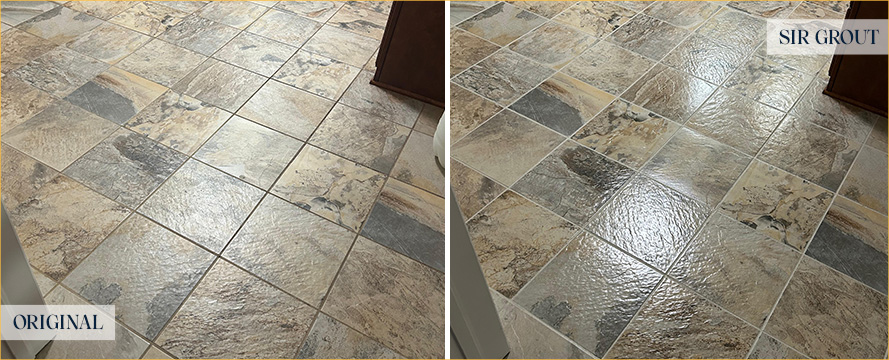 Floor Before and After a Flawless Tile Cleaning in Columbia, MS