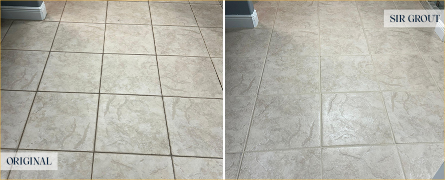 Floor Before and After an Excellent Tile Cleaning in Cantonment, FL