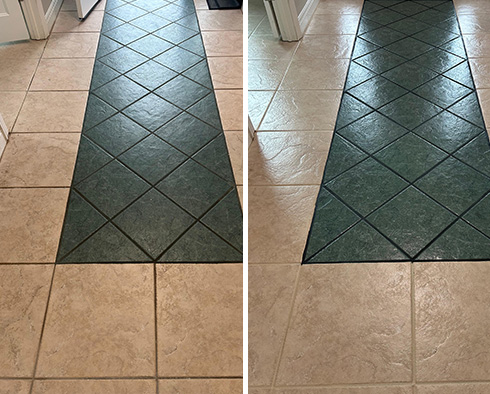 Floor Before and After a Tile Cleaning in Cantonment, FL