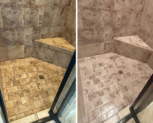 Shower Before and After a Tile Cleaning in Daphne, AL