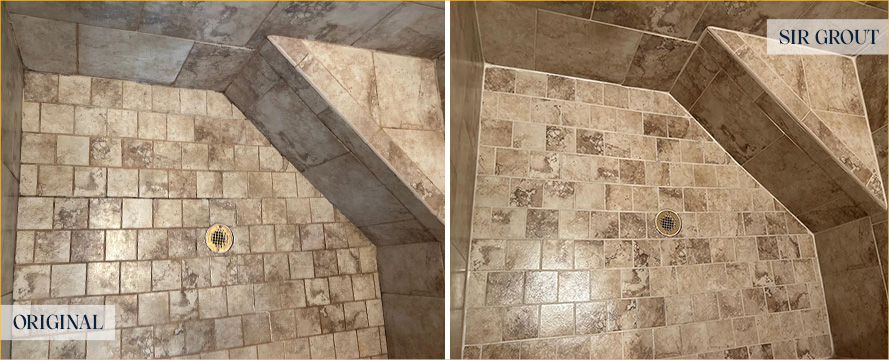 Shower Before and After an Exceptional Tile Cleaning in Daphne, AL