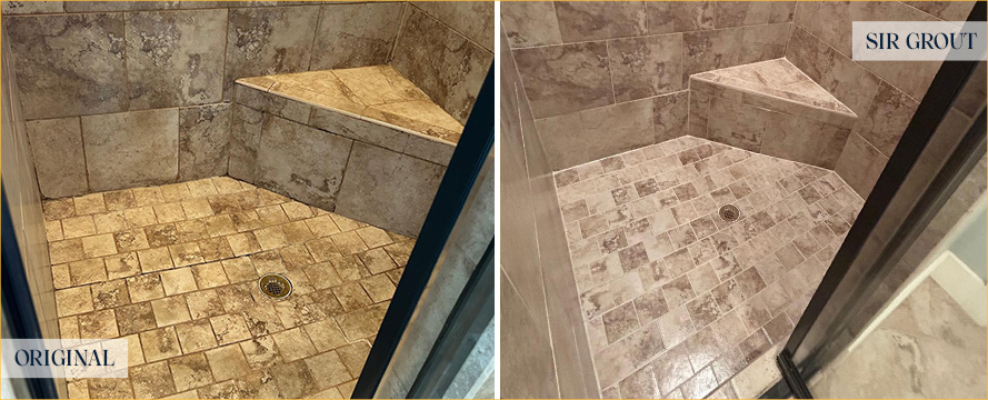Shower Before and After an Excellent Tile Cleaning in Daphne, AL