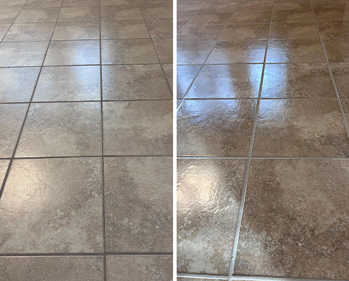 Floor Before and After a Grout Cleaning in Mobile, AL 