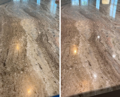 Surface Before and After a Stone Polishing in Fairhope, AL