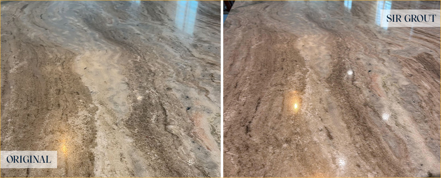 Surface Before and After an Excellent Stone Polishing in Fairhope, AL
