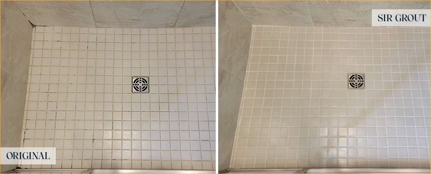 Shower Before and After a Flawless Tile Cleaning in Fairhope, AL