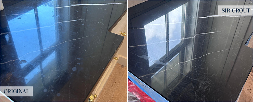 Marble Countertop Before and After an Excellent Stone Honing in Fairhope, AL 