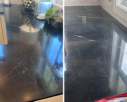 Countertop Before and After a Stone Honing in Fairhope, AL 