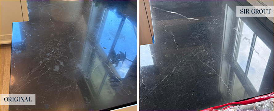 Countertop Before and After an Excellent Stone Honing in Fairhope, AL 