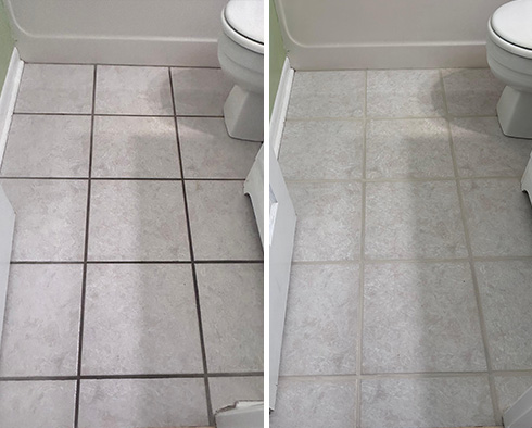 Floor Before and After a Grout Cleaning in Orange Beach, AL 