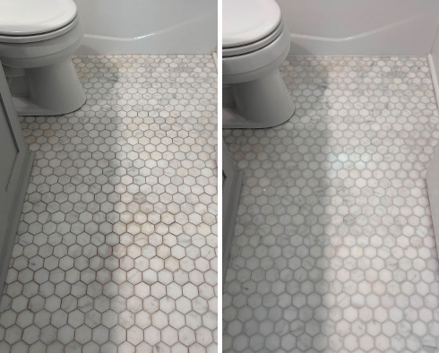 Floor Before and After a Stone Cleaning in Fairhope, AL