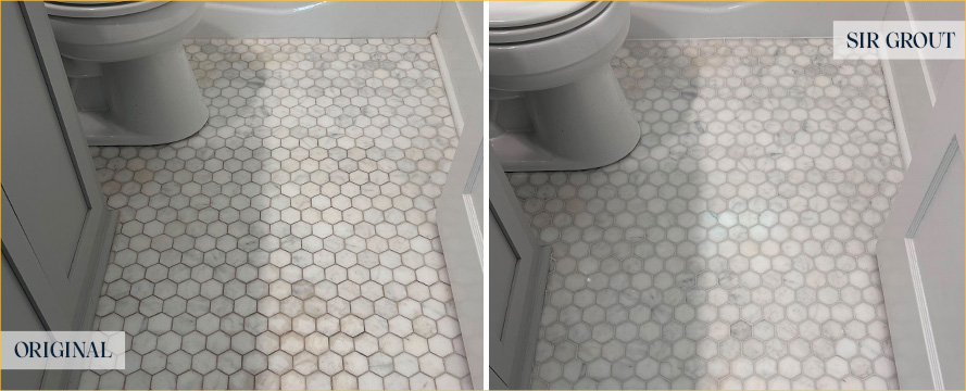 Floor Before and After a Flawless Stone Cleaning in Fairhope, AL