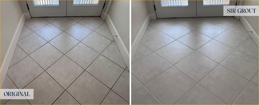 Floor Before and After an Excellent Grout Cleaning in Gulf Shores, AL