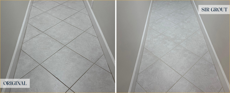 Floor Before and After a Superb Grout Cleaning in Gulf Shores, AL