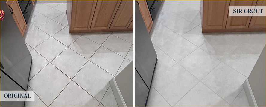 Floor Before and After a Flawless Grout Cleaning in Gulf Shores, AL