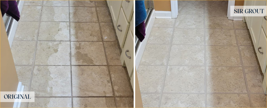 Floor Before and After an Excellent Tile Cleaning in Mobile, AL