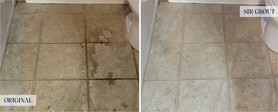 Floor Before and After a Remarkable Tile Cleaning in Mobile, AL