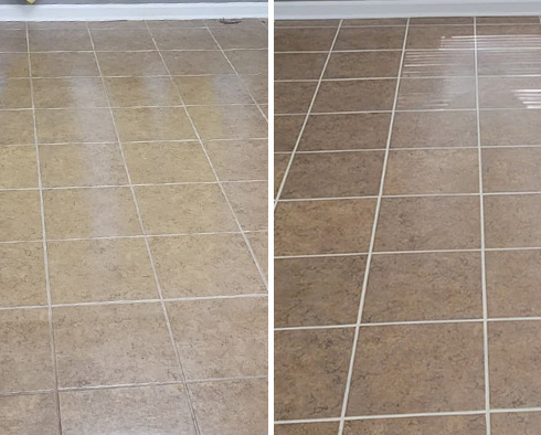 Floor Before and After a Tile Cleaning in Mobile, AL