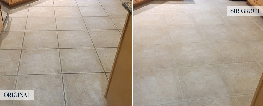 Floor Before and After an Excellent Grout Cleaning in Mobile, AL