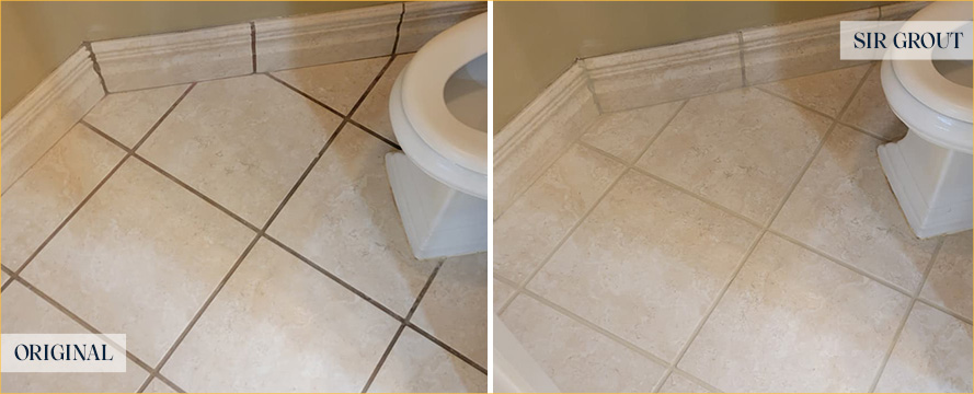 Floor Before and After a Superb Grout Cleaning in Mobile, AL