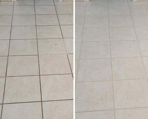 Floor Before and After a Grout Cleaning in Mobile, AL 