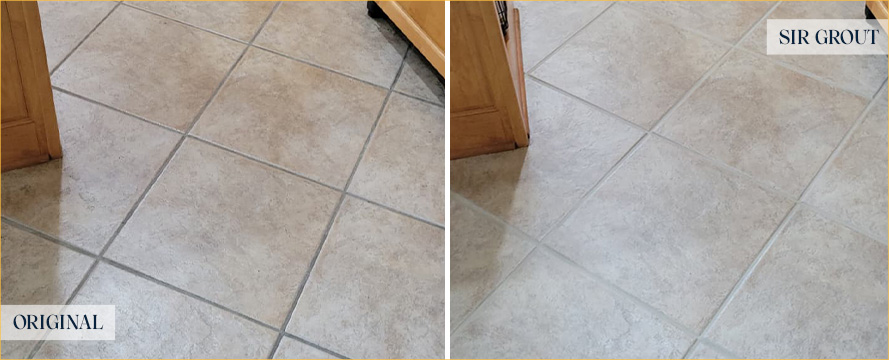 Floor Before and After an Excellent Grout Sealing in Mobile, AL