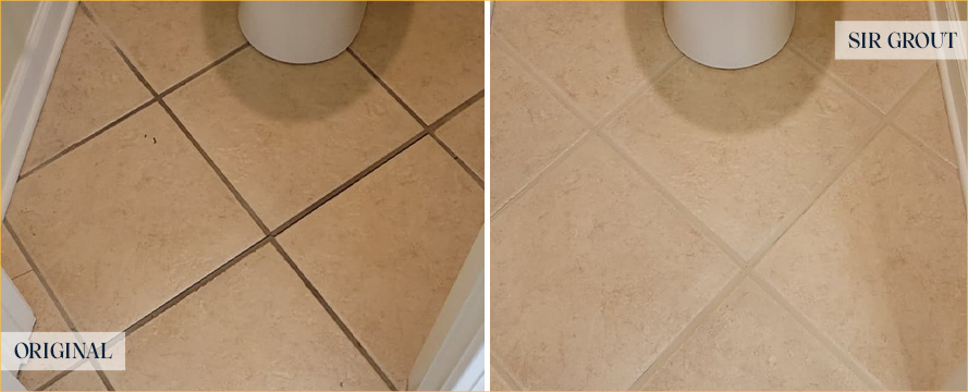 Floor Before and After a Superb Grout Sealing in Mobile, AL