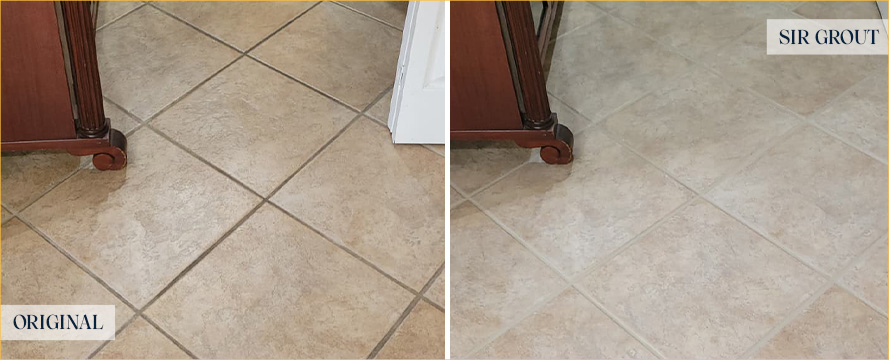Floor Before and After a Flawless Grout Sealing in Mobile, AL