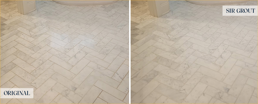 Floor Before and After a Superb Stone Cleaning in Daphne, AL