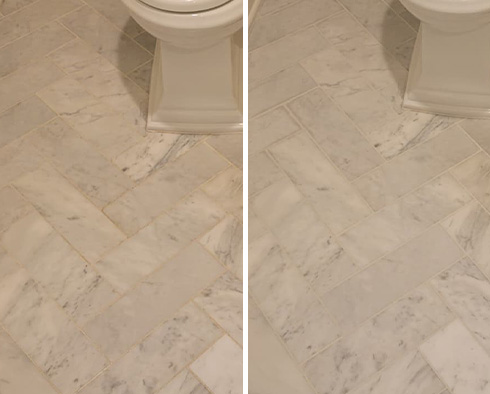 Floor Before and After a Stone Cleaning in Daphne, AL