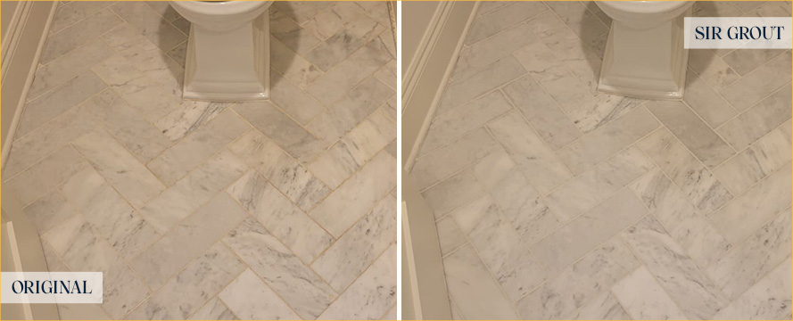 Floor Before and After a Flawless Stone Cleaning in Daphne, AL